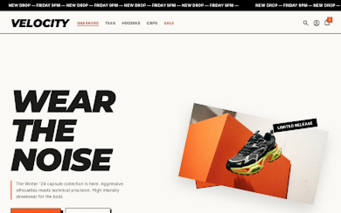 Velocity theme storefront preview